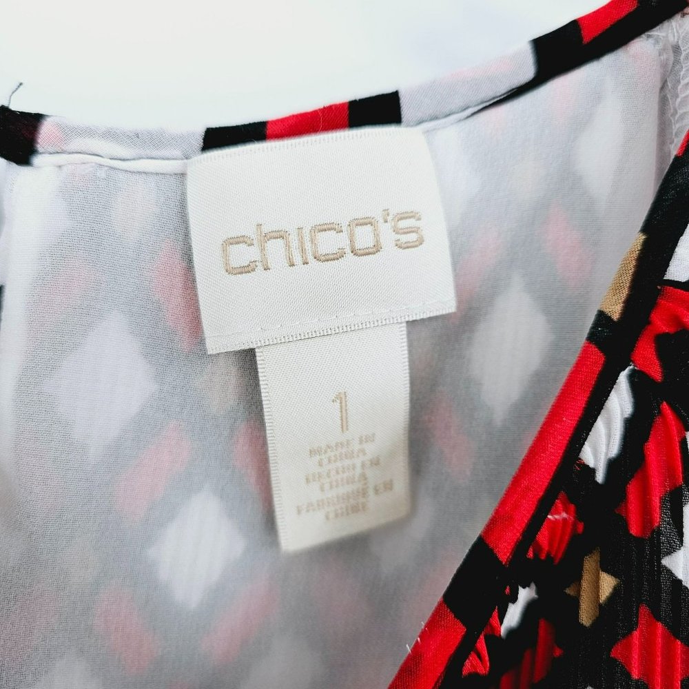 Chicos Top Geometric Patterned Cold Shoulder 1 M … - image 2